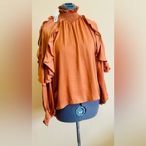 NWT  glam Bronze Age Vintage Peasant Top
